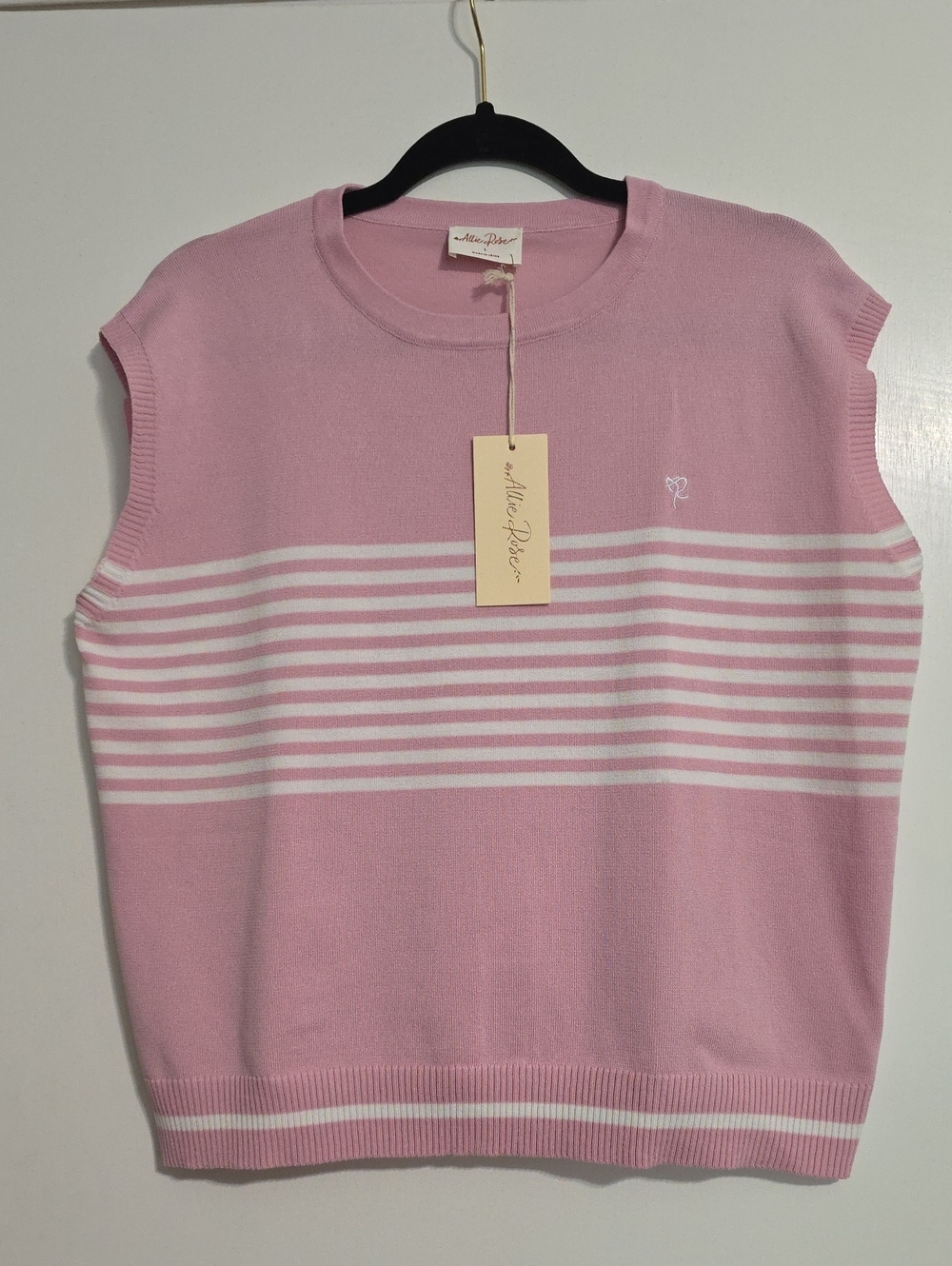 Allie Rose Pink & White Striped Sleeveless Top